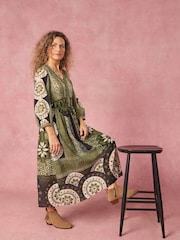 White Stuff Green Jenna Midi Dress - Image 1 of 9