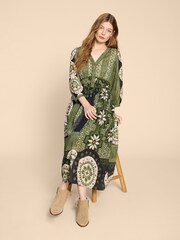 White Stuff Green Jenna Midi Dress - Image 5 of 9