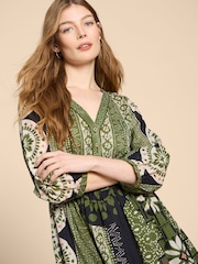 White Stuff Green Jenna Midi Dress - Image 6 of 9