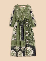 White Stuff Green Jenna Midi Dress - Image 7 of 9