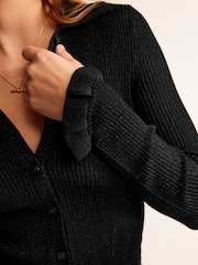 Boden Black Sparkle-Rib Collared Cardigan - Image 4 of 6