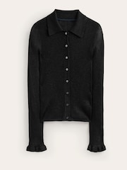 Boden Black Sparkle-Rib Collared Cardigan - Image 5 of 6