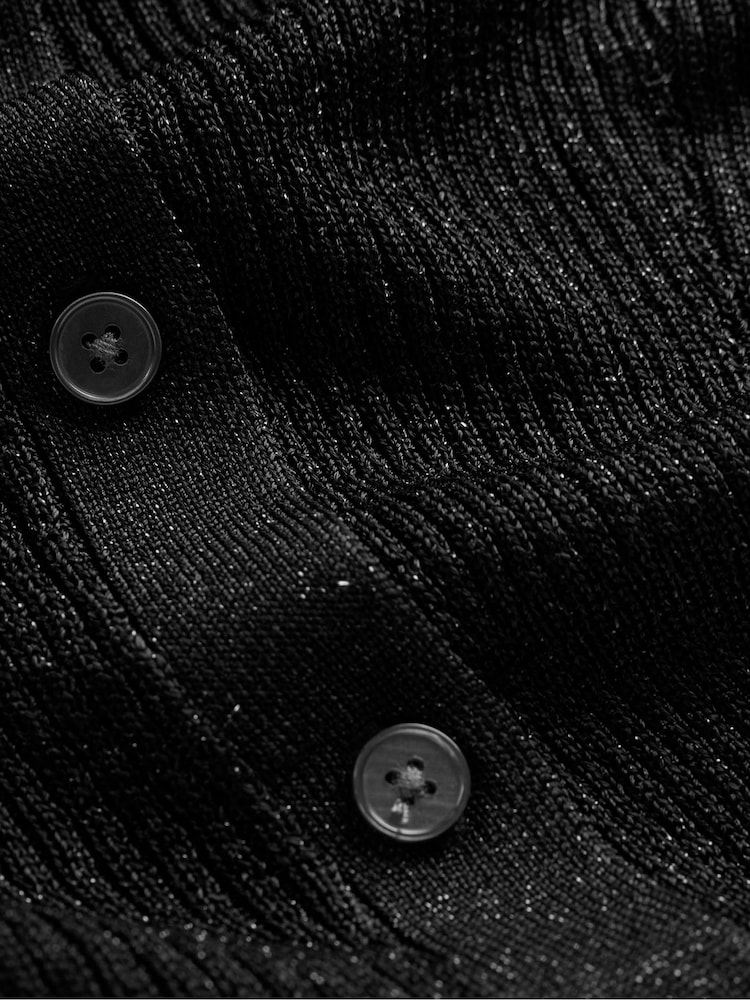 Boden Black Sparkle-Rib Collared Cardigan - Image 6 of 6