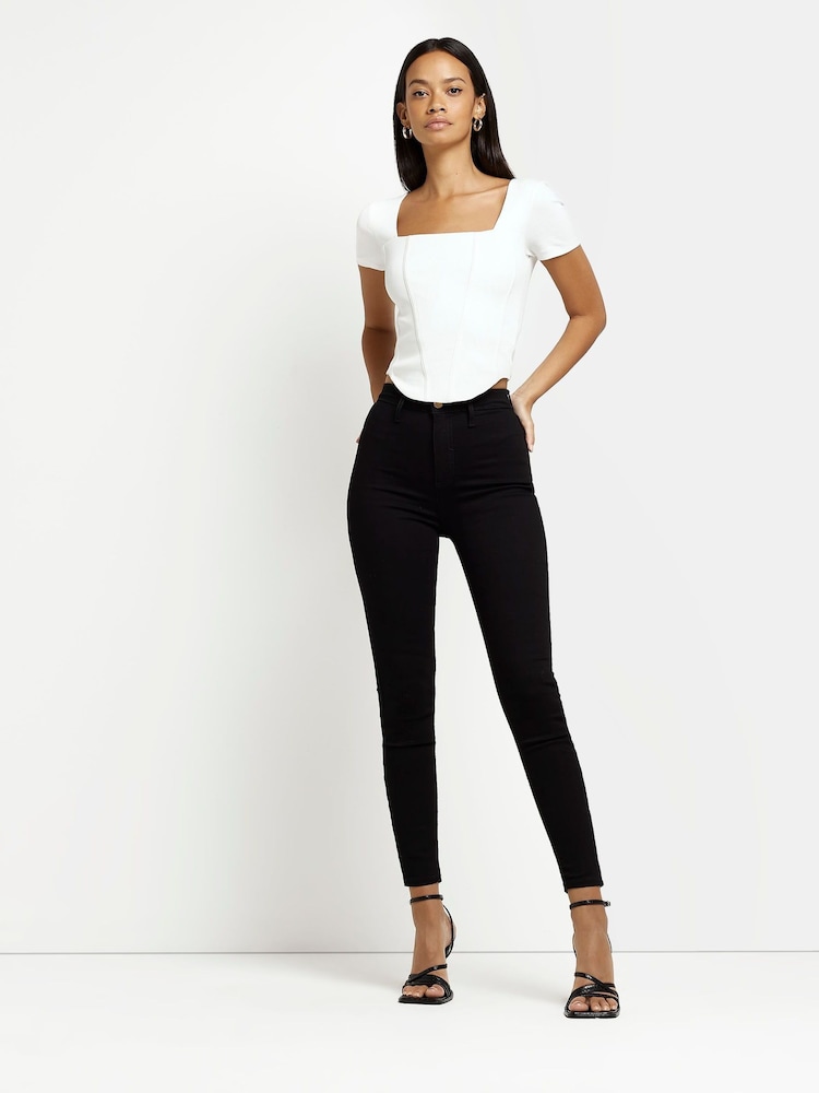 River Island Black High Rise Super Skinny Jeans - Image 1 of 5 River Island Black High Rise Super Skinny Jeans - Image 1 of 5