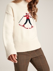 Joules Abigail Cream High Neck Intarsia Ski Jumper - Image 3 of 6