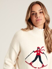 Joules Abigail Cream High Neck Intarsia Ski Jumper - Image 5 of 6