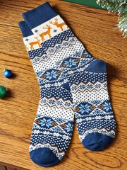 White Fairisle Pattern Mug And Socks Gift Set - Image 3 of 3