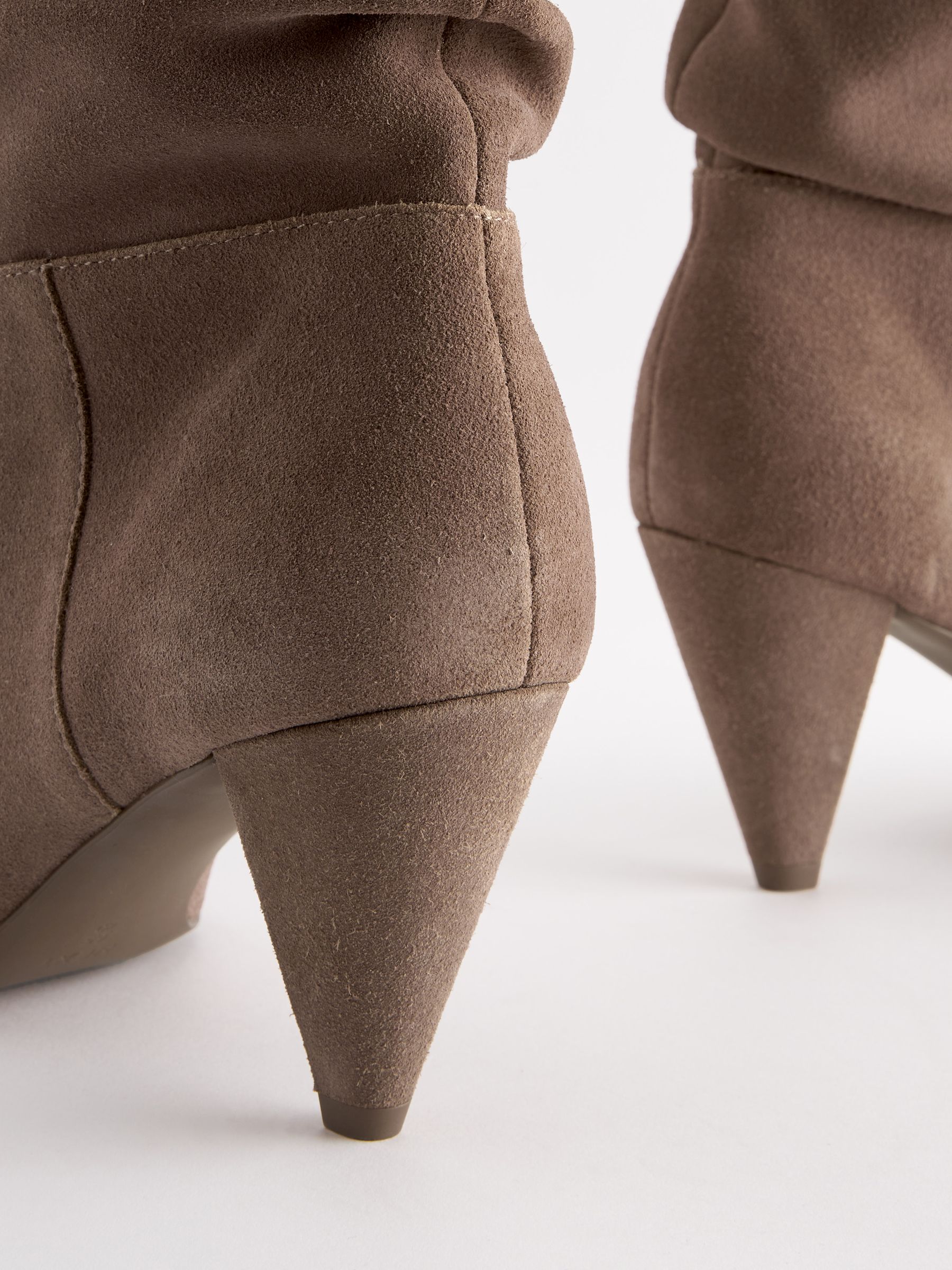 Suede cone heel boots top