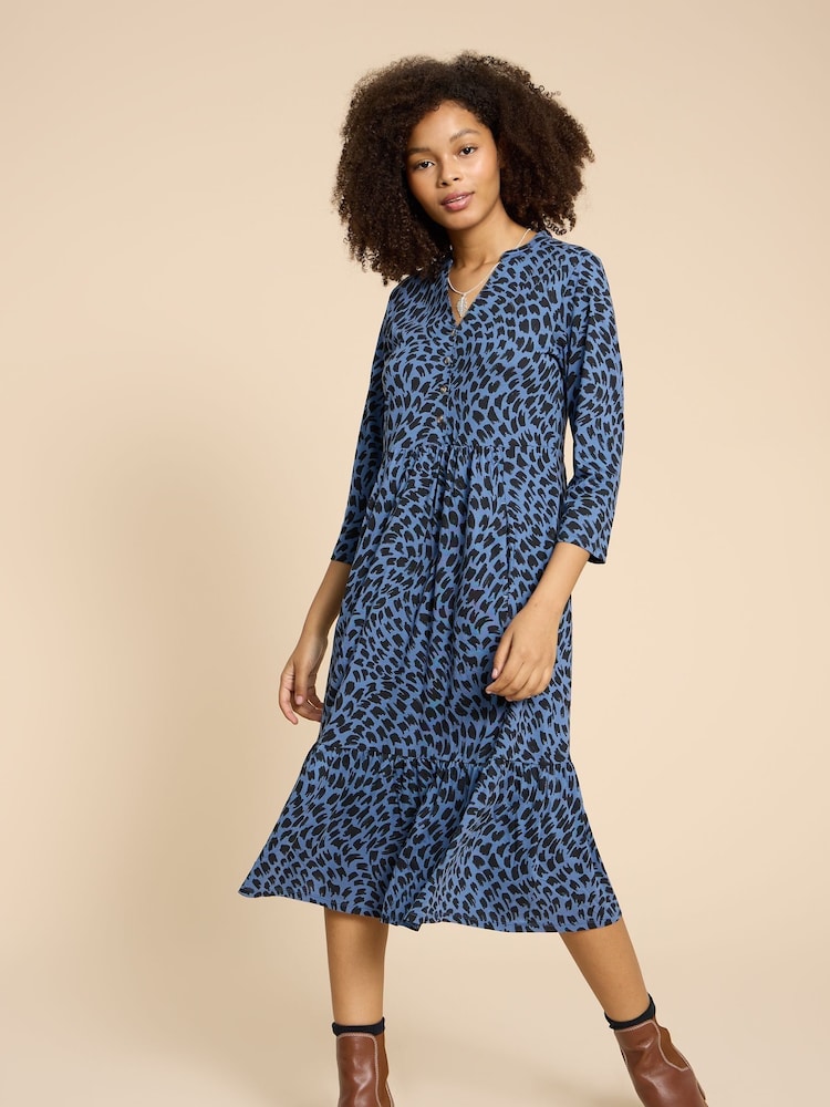 White Stuff Blue Petite Naya Jersey Dress - Image 3 of 7