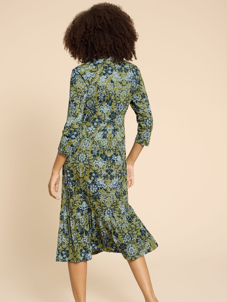 White Stuff Green Naya Jersey Dress - Image 2 of 7