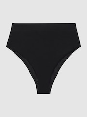 Reiss Black Tara Italian Fabric High Rise Bikini Bottoms - Image 2 of 5