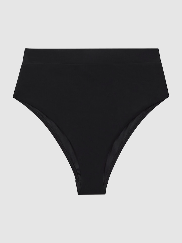 Reiss Black Tara Italian Fabric High Rise Bikini Bottoms - Image 2 of 5 Reiss Black Tara Italian Fabric High Rise Bikini Bottoms - Image 2 of 5