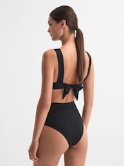 Reiss Black Tara Italian Fabric High Rise Bikini Bottoms - Image 5 of 5