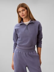 Calvin Klein Blue French Terry 1/4 Zip Sweatshirt - Image 1 of 6