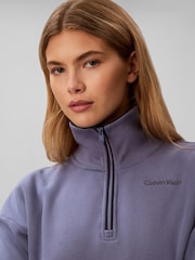 Calvin Klein Blue French Terry 1/4 Zip Sweatshirt - Image 3 of 6