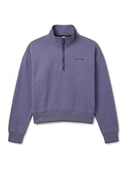 Calvin Klein Blue French Terry 1/4 Zip Sweatshirt - Image 6 of 6