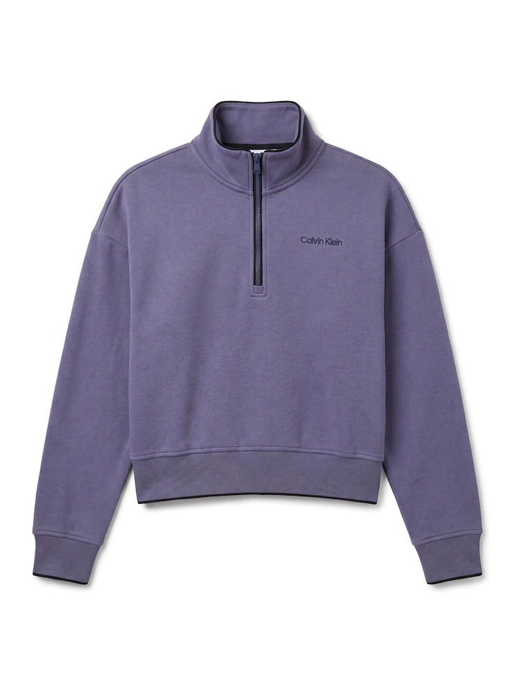 Calvin Klein Blue French Terry 1/4 Zip Sweatshirt - Image 6 of 6 Calvin Klein Blue French Terry 1/4 Zip Sweatshirt - Image 6 of 6