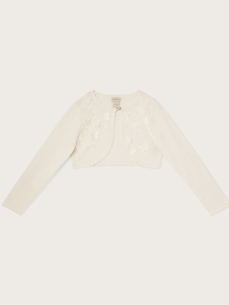 Monsoon Natural 100% Cotton 3D Petal Cardigan - Image 1 of 3 Monsoon Natural 100% Cotton 3D Petal Cardigan - Image 1 of 3