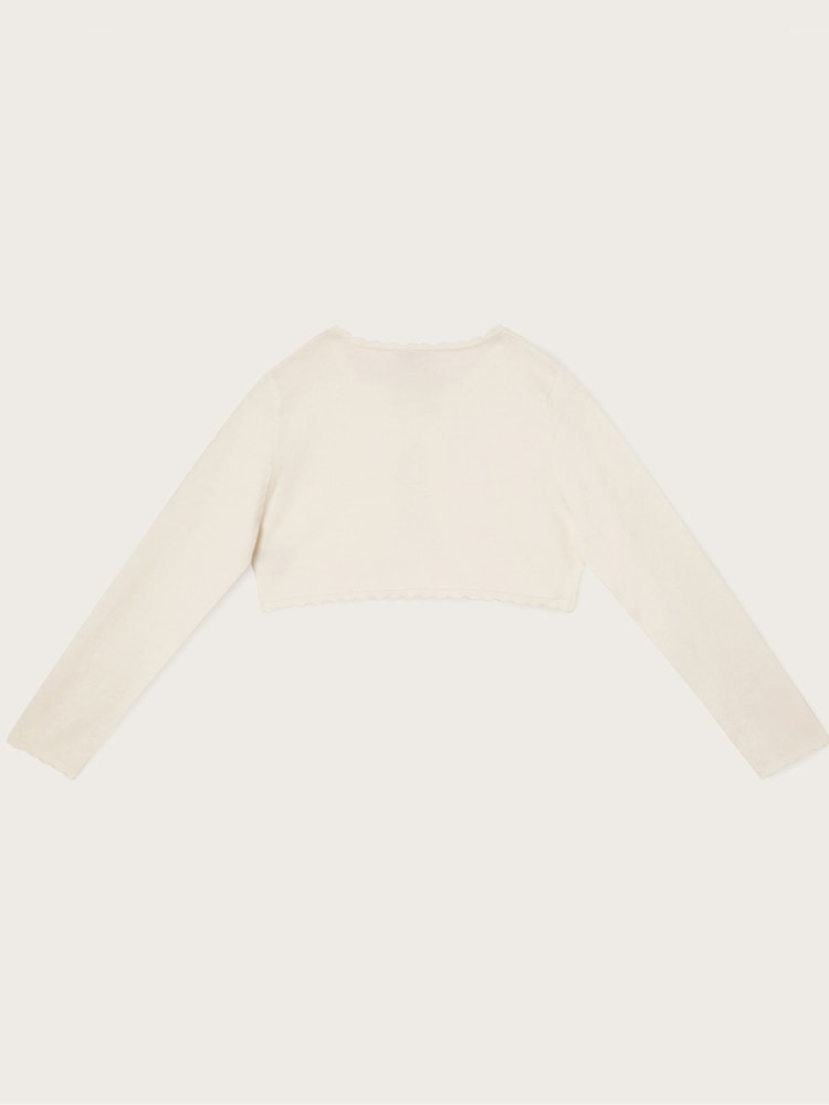 Monsoon Natural 100% Cotton 3D Petal Cardigan - Image 2 of 3 Monsoon Natural 100% Cotton 3D Petal Cardigan - Image 2 of 3