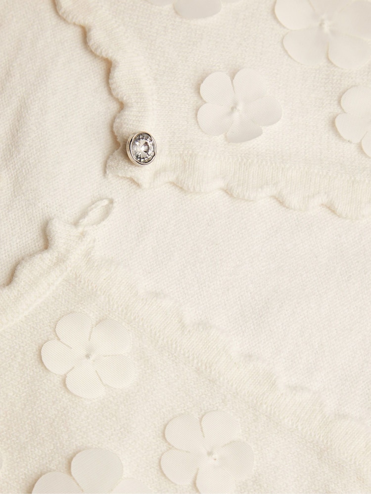 Monsoon Natural 100% Cotton 3D Petal Cardigan - Image 3 of 3 Monsoon Natural 100% Cotton 3D Petal Cardigan - Image 3 of 3