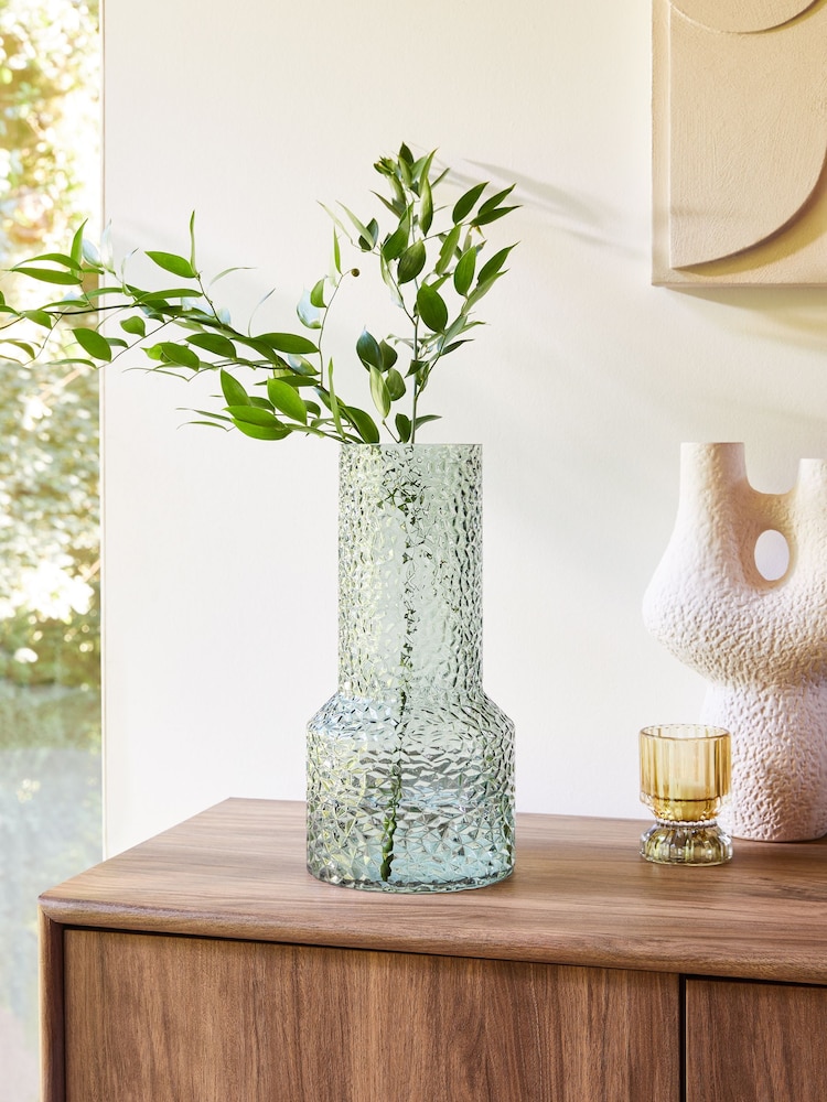 Green Textured Glass Medium Vase - Image 1 of 4
