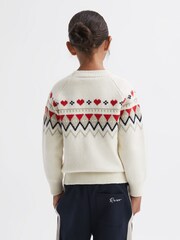 Reiss Ivory Charlotte 4-9 yrs Relaxed Wool-Cotton Argyle Effect Jumper - Image 5 of 6