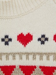 Reiss Ivory Charlotte 4-9 yrs Relaxed Wool-Cotton Argyle Effect Jumper - Image 6 of 6
