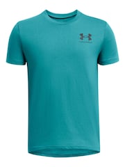 Under Armour Teal Blue Boys Youth Sportstyle Left Chest Logo T-Shirt - Image 1 of 2