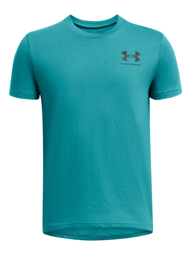 Under Armour Teal Blue Boys Youth Sportstyle Left Chest Logo T-Shirt - Image 1 of 2