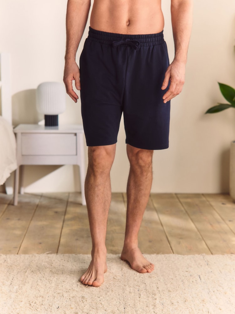 Navy Blue 100% Cotton Lightweight Shorts - Image 1 of 6