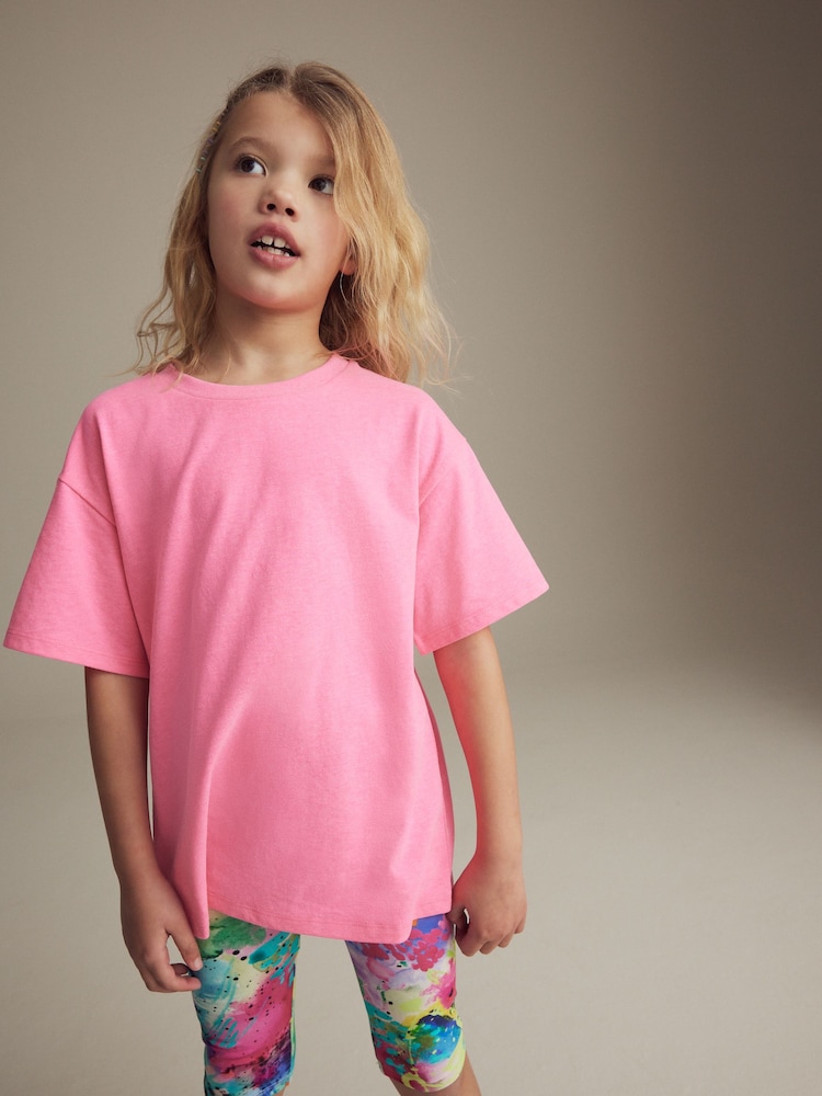 Fluro Pink/Yellow/White Oversized 100% Cotton T-Shirts 3 Pack (3-16yrs) - Image 2 of 10 Fluro Pink/Yellow/White Oversized 100% Cotton T-Shirts 3 Pack (3-16yrs) - Image 2 of 10