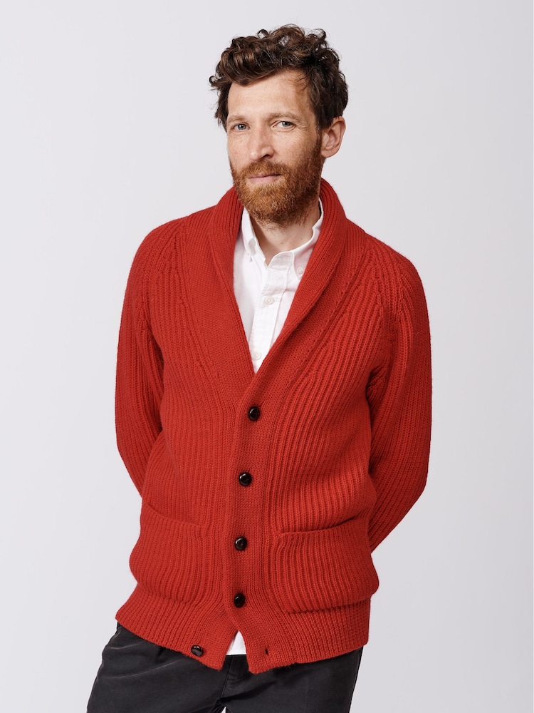 Aubin Earl Shawl Collar Wool Cardigan - Image 1 of 8 Aubin Earl Shawl Collar Wool Cardigan - Image 1 of 8