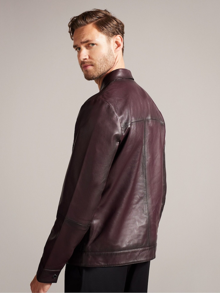 Ted Baker Red Jerem Clean Leather Jacket - Image 1 of 6