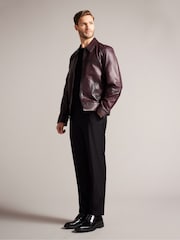 Ted Baker Red Jerem Clean Leather Jacket - Image 3 of 6