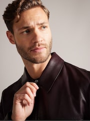 Ted Baker Red Jerem Clean Leather Jacket - Image 5 of 6