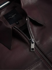 Ted Baker Red Jerem Clean Leather Jacket - Image 6 of 6