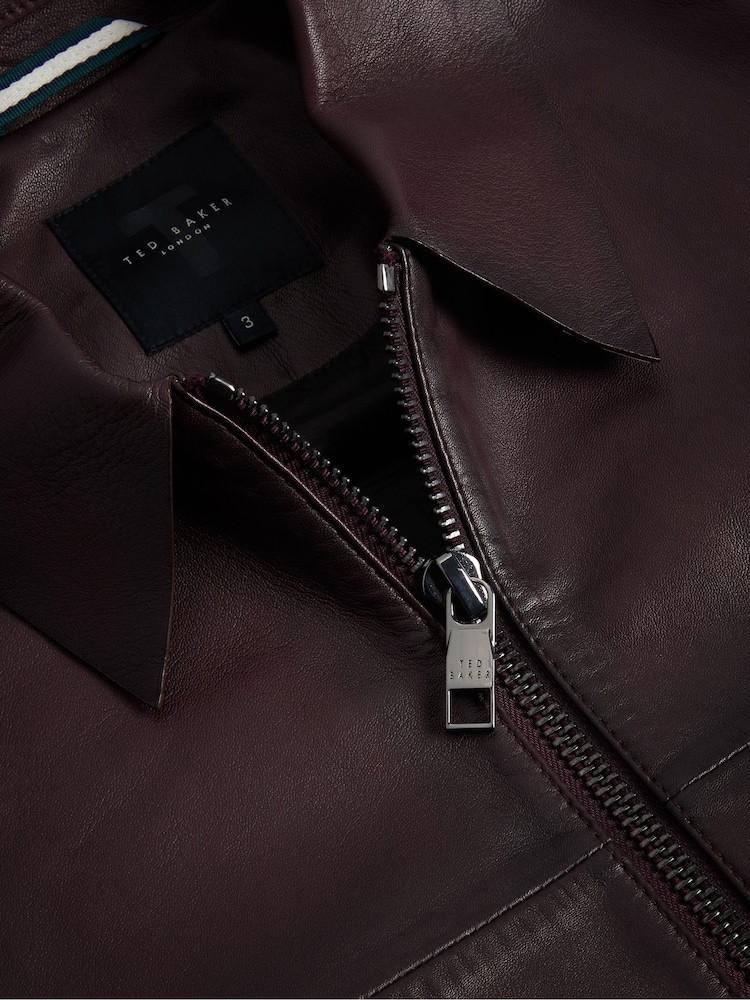 Ted Baker Red Jerem Clean Leather Jacket - Image 6 of 6