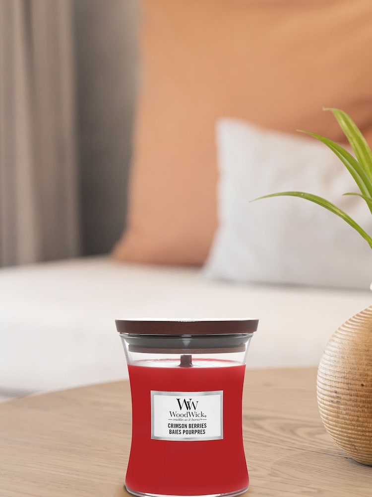 Woodwick Red Medium Hourglass Scented Candle with Crackle Wick Berries - Image 1 of 3