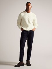 Ted Baker Cream Atchet Textured Cable Crew Neck Jumper - Image 2 of 5