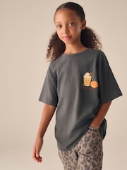 Charcoal Grey Pumpkin Oversized Graphic T-Shirt (3-16yrs) - Image 3 of 9