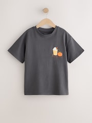 Charcoal Grey Pumpkin Oversized Graphic T-Shirt (3-16yrs) - Image 5 of 9