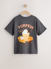 Charcoal Grey Pumpkin Oversized Graphic T-Shirt (3-16yrs) - Image 6 of 9