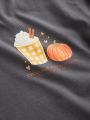 Charcoal Grey Pumpkin Oversized Graphic T-Shirt (3-16yrs) - Image 7 of 9