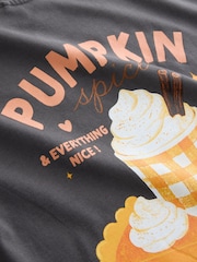 Charcoal Grey Pumpkin Oversized Graphic T-Shirt (3-16yrs) - Image 8 of 9