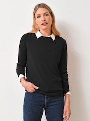 Pure Collection Black Cashmere Boyfriend Jumper - Image 1 of 3