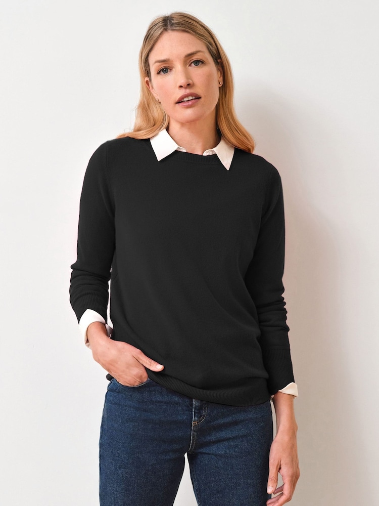 Pure Collection Black Cashmere Boyfriend Jumper - Image 1 of 3 Pure Collection Black Cashmere Boyfriend Jumper - Image 1 of 3