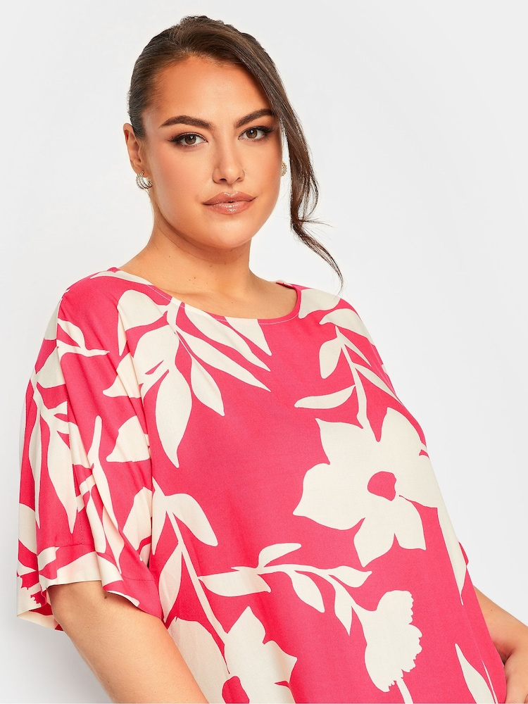 Yours Curve Pink Floral Top - Image 4 of 4 Yours Curve Pink Floral Top - Image 4 of 4
