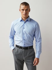 Blue Texture Signature Italian Fabric Shirt - Image 1 of 8