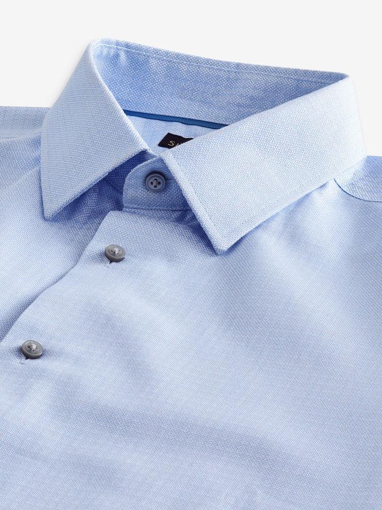Blue Texture Signature Italian Fabric Shirt - Image 8 of 8