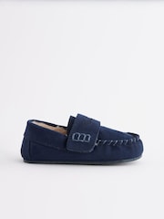 Navy Mocassin Warm Lined Slippers - Image 2 of 5